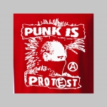 Punk is Protest hrubá mikina na zips s kapucou stiahnuteľnou šnúrkami